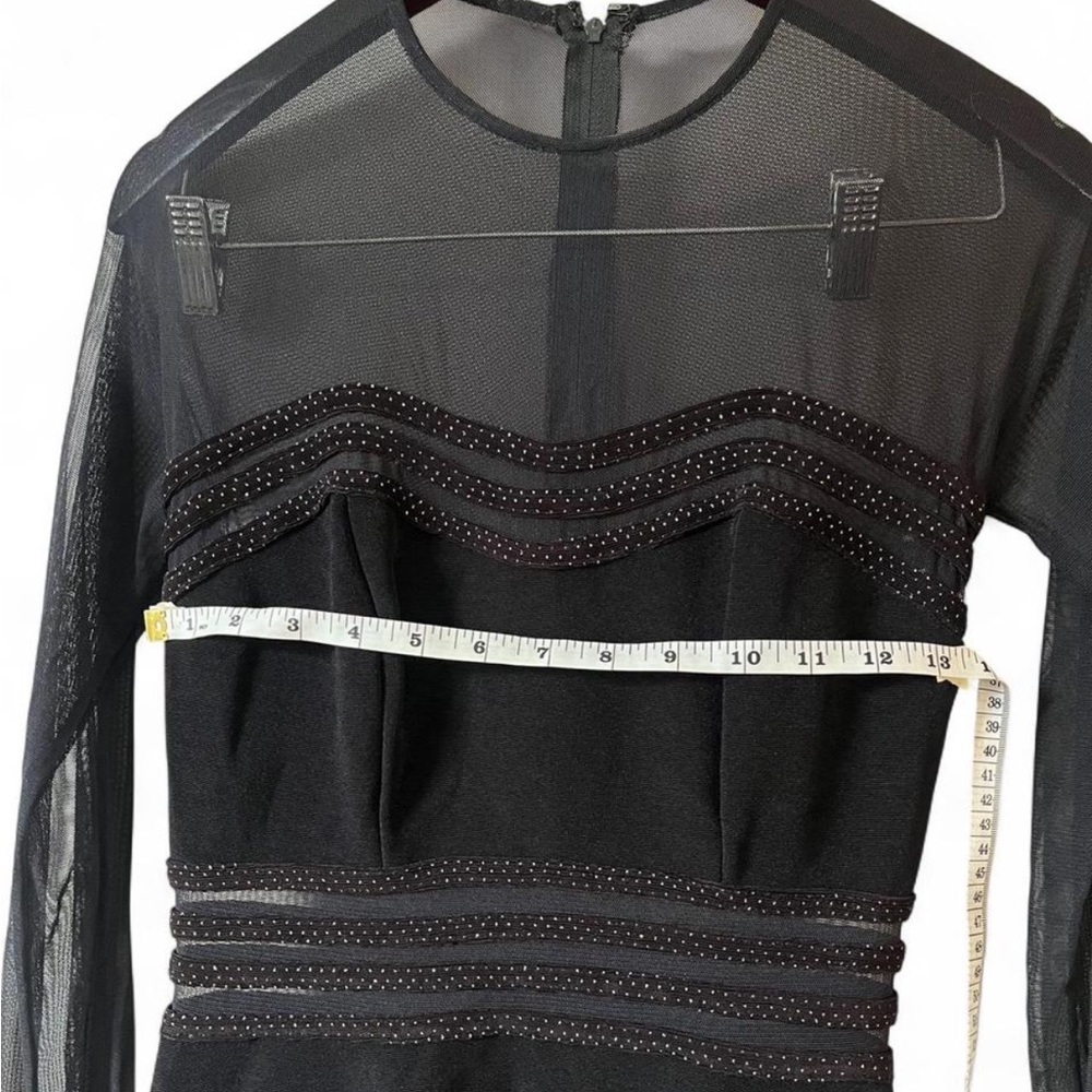 90s Tadashi x Caché  Elegant Black Mesh Long Sleeve Dress - Picture 4 of 6